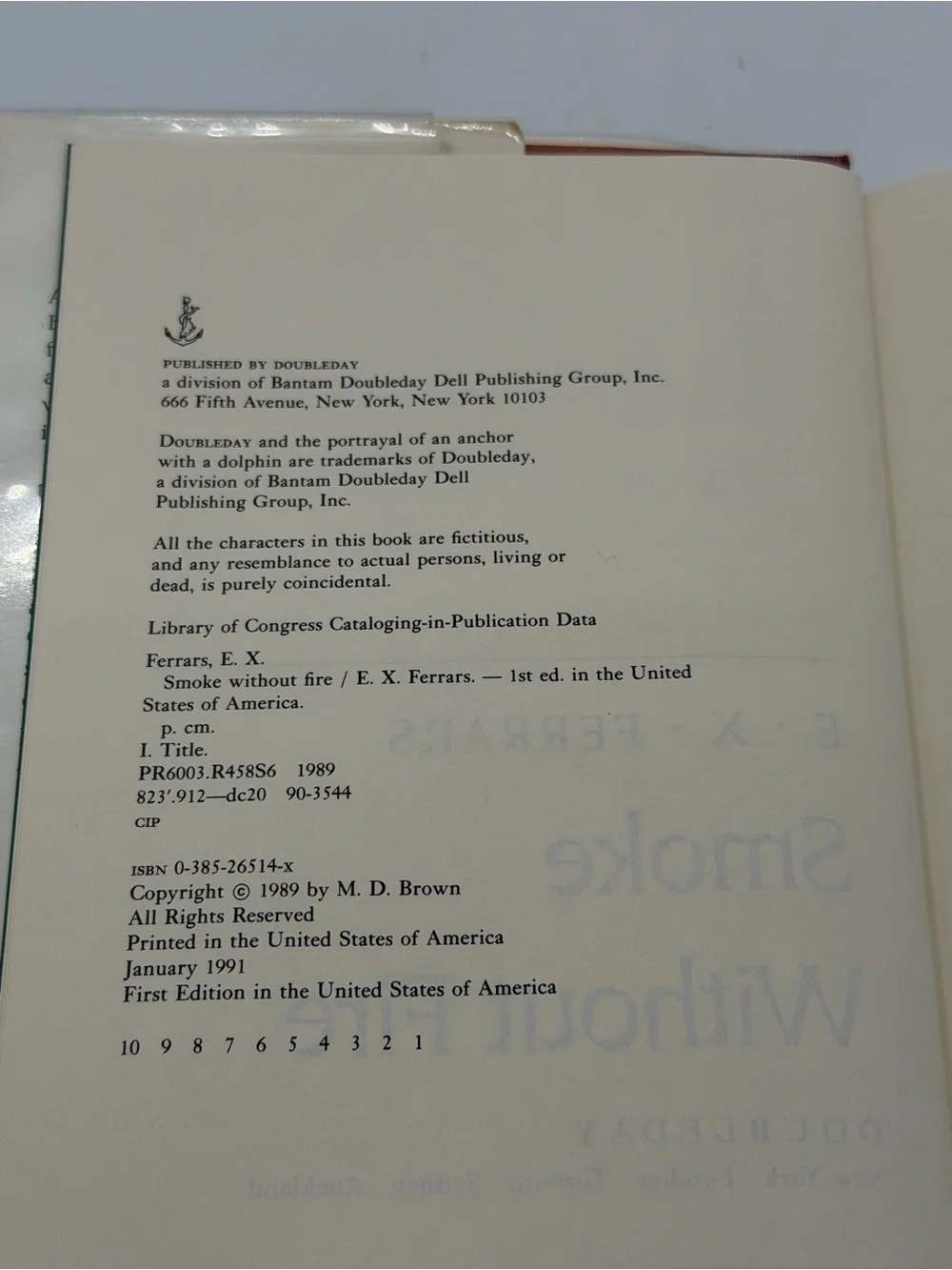 Smoke Without Fire by E.X. Ferrars Hardcover Book 1991 First Edition Library